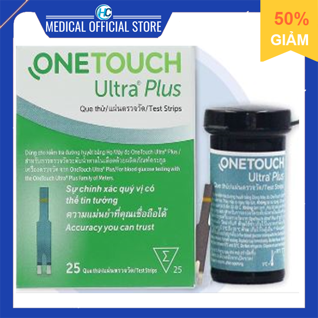 HỘP 25 que thử test thử đường huyết tiểu đường One Touch onetouch Ultra