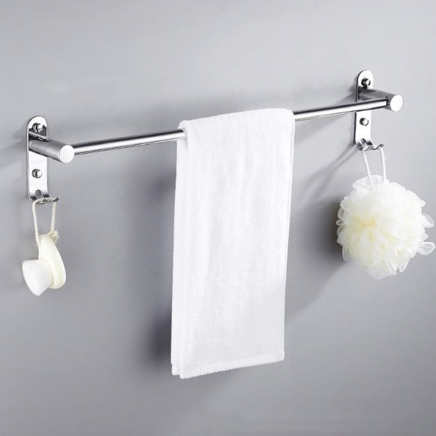 Thanh vắt khăn nhà tắm Inox 304 lắp đặt dán tường không cần khoan, Giá INOX treo khăn nhà tắm