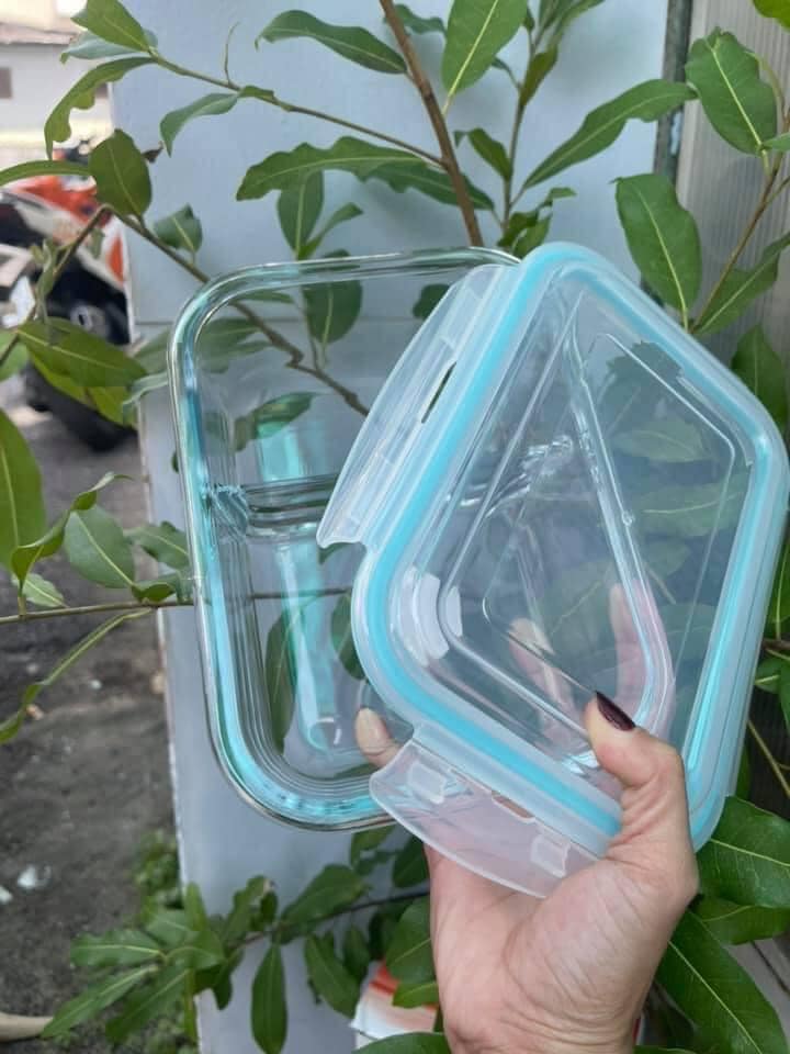Hộp thủy tinh chia ngăn chịu nhiệt 1l - 2 ngăn