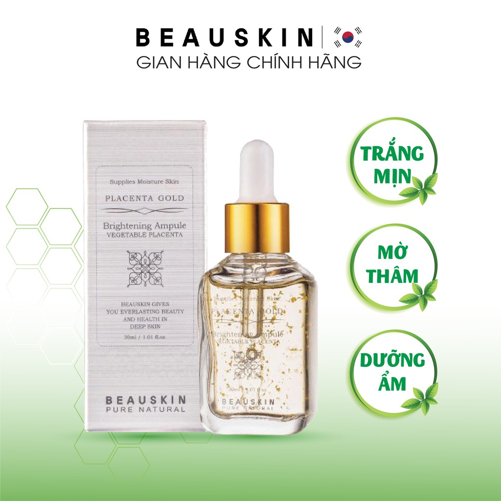 Tinh chất trắng da và dưỡng ẩm Beauskin Placenta Gold Brightening Ampoule 30ml - Hàn Quốc Chính Hãng