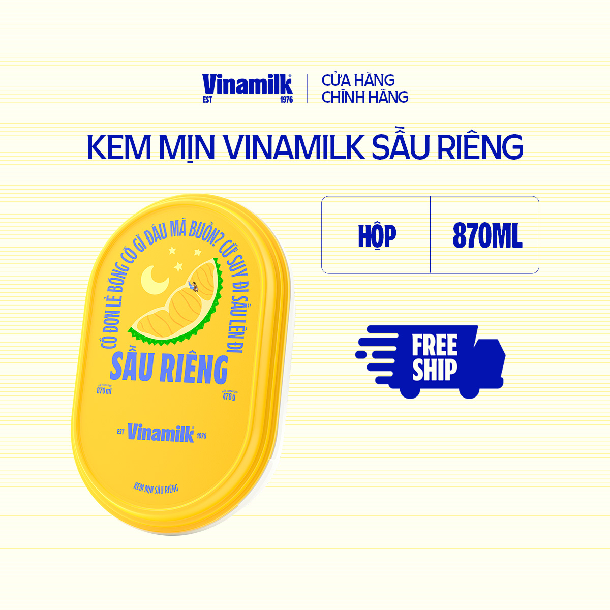 2 Hộp Kem Vinamilk Sầu Riêng Hộp 870ml