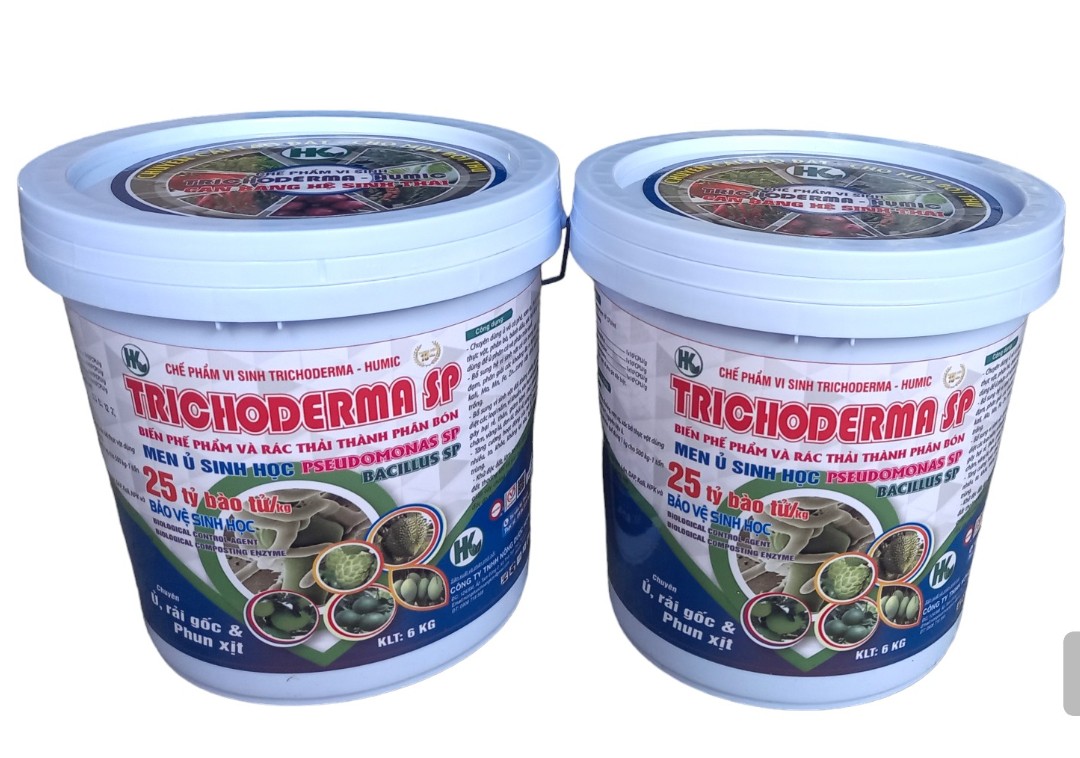 Xô 6kg-trichoderma hoàng kim- mịn tan- men ủ phân hữu cơ-diệt nấm bệnh