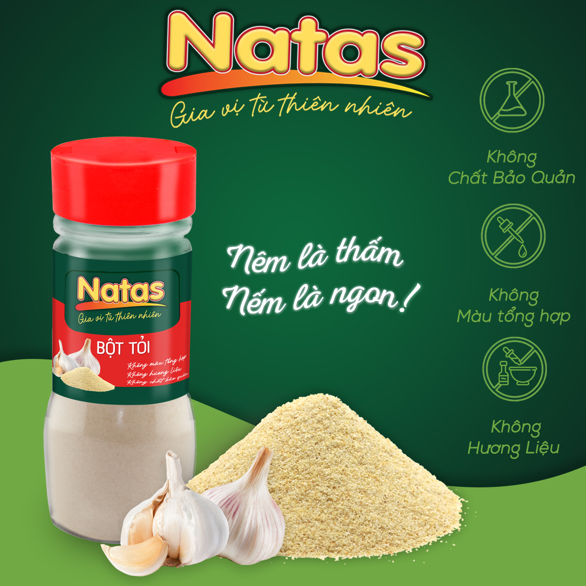 BỘT TỎI NATAS gia vị tiện dụng (hũ 65g)