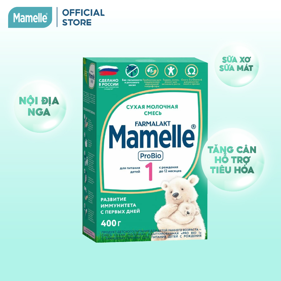 Sữa bột mamelle pro bio số 1 cho trẻ từ 0 đến 12 tháng hộp 400g/hộp