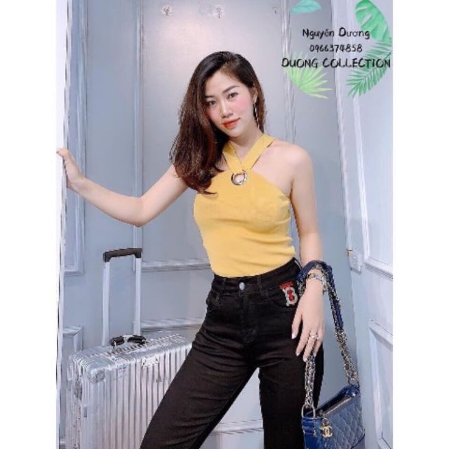 Áo thun cổ yếm khuy tròn cao cấp