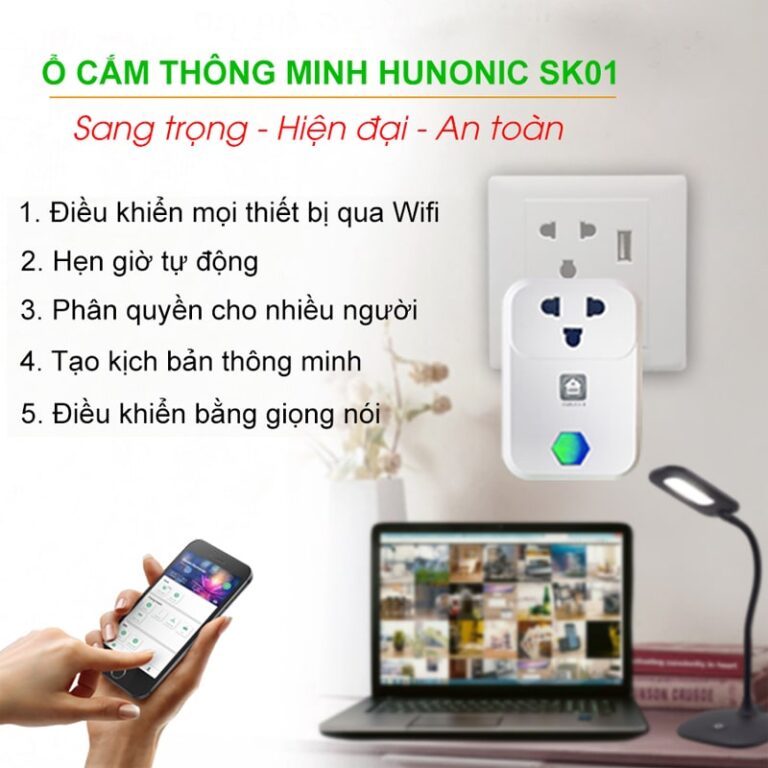 Ổ cắm thông minh Hunonic SK01 Điều khiển từ xa qua điện thoại