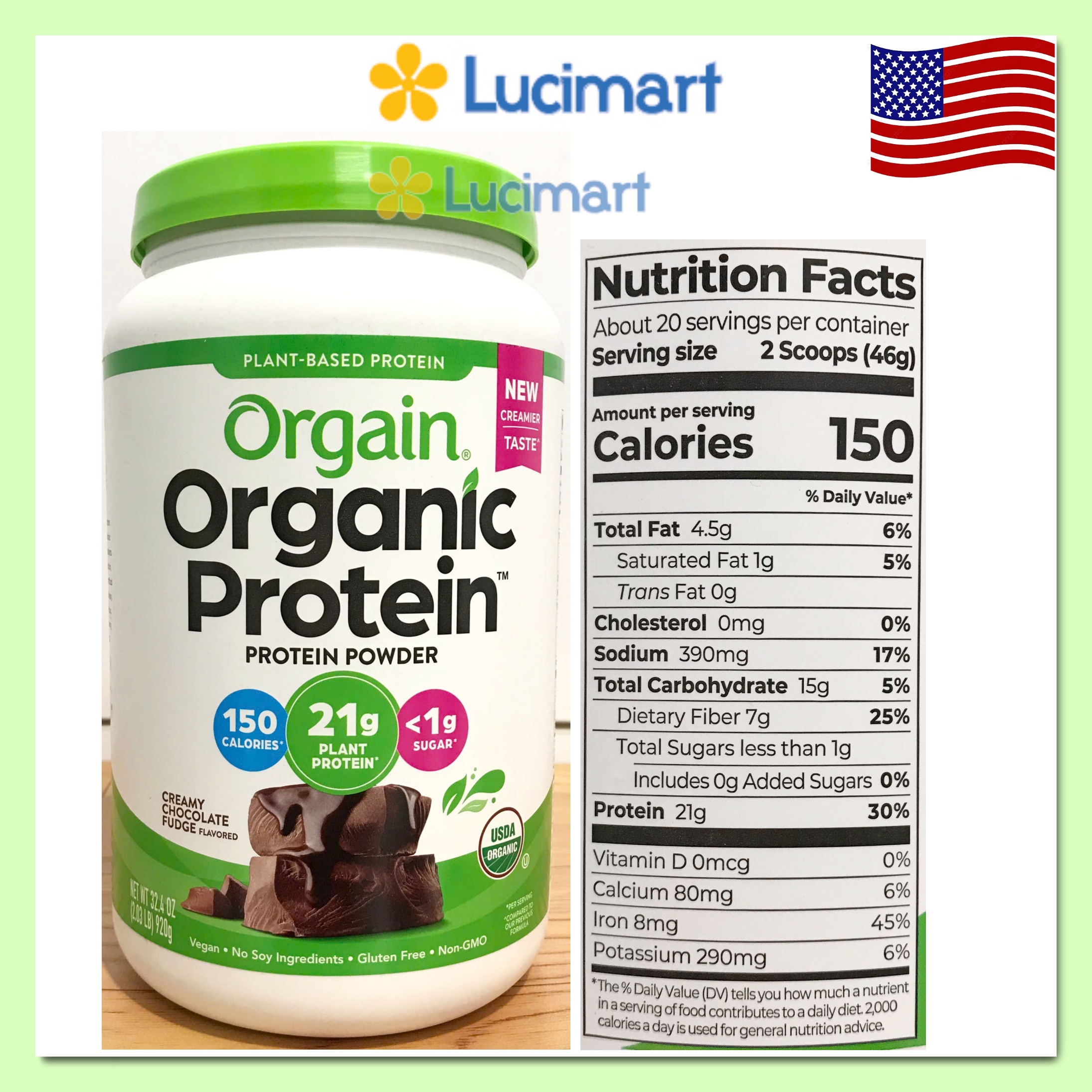 Bột đạm thực vật hữu cơ Orgain Organic Protein Plant Based Protein Powder Hàng Mỹ