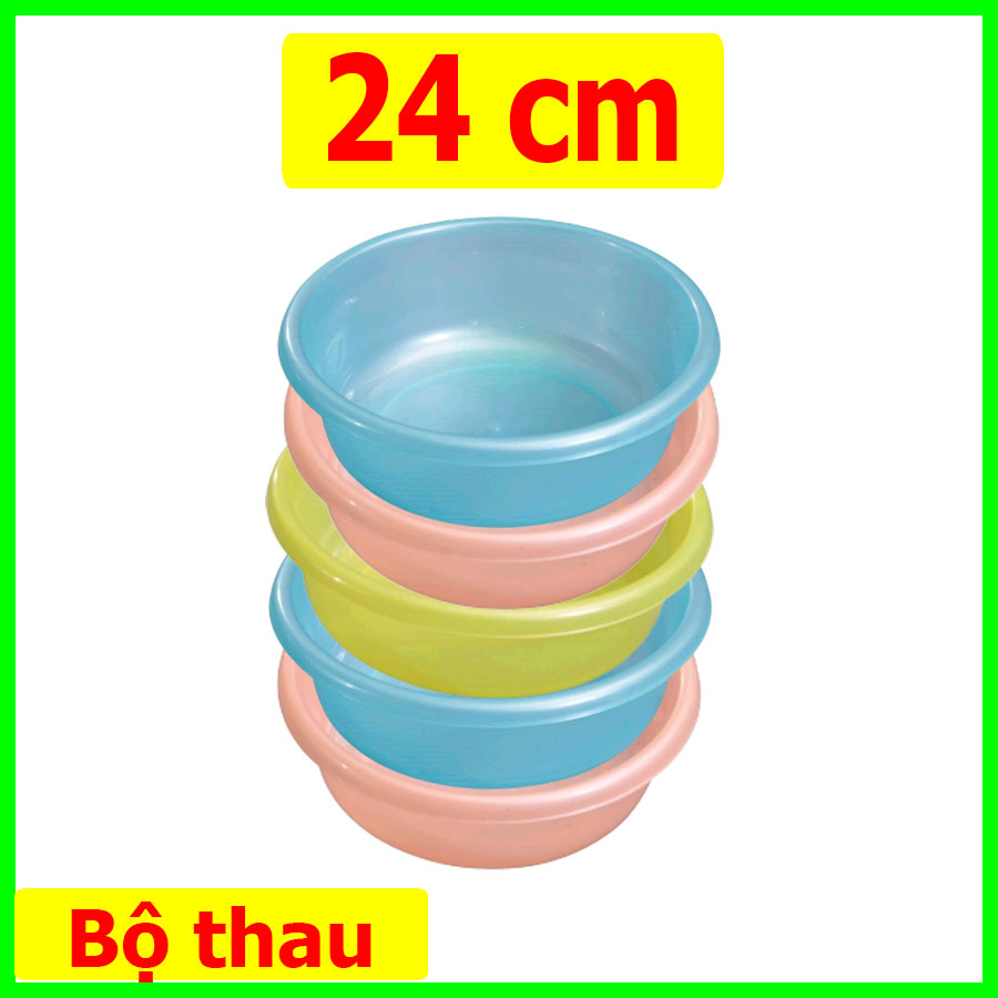 Bộ 5 thau nhựa SIZE 24 cm. Màu ngẫu nhiên
