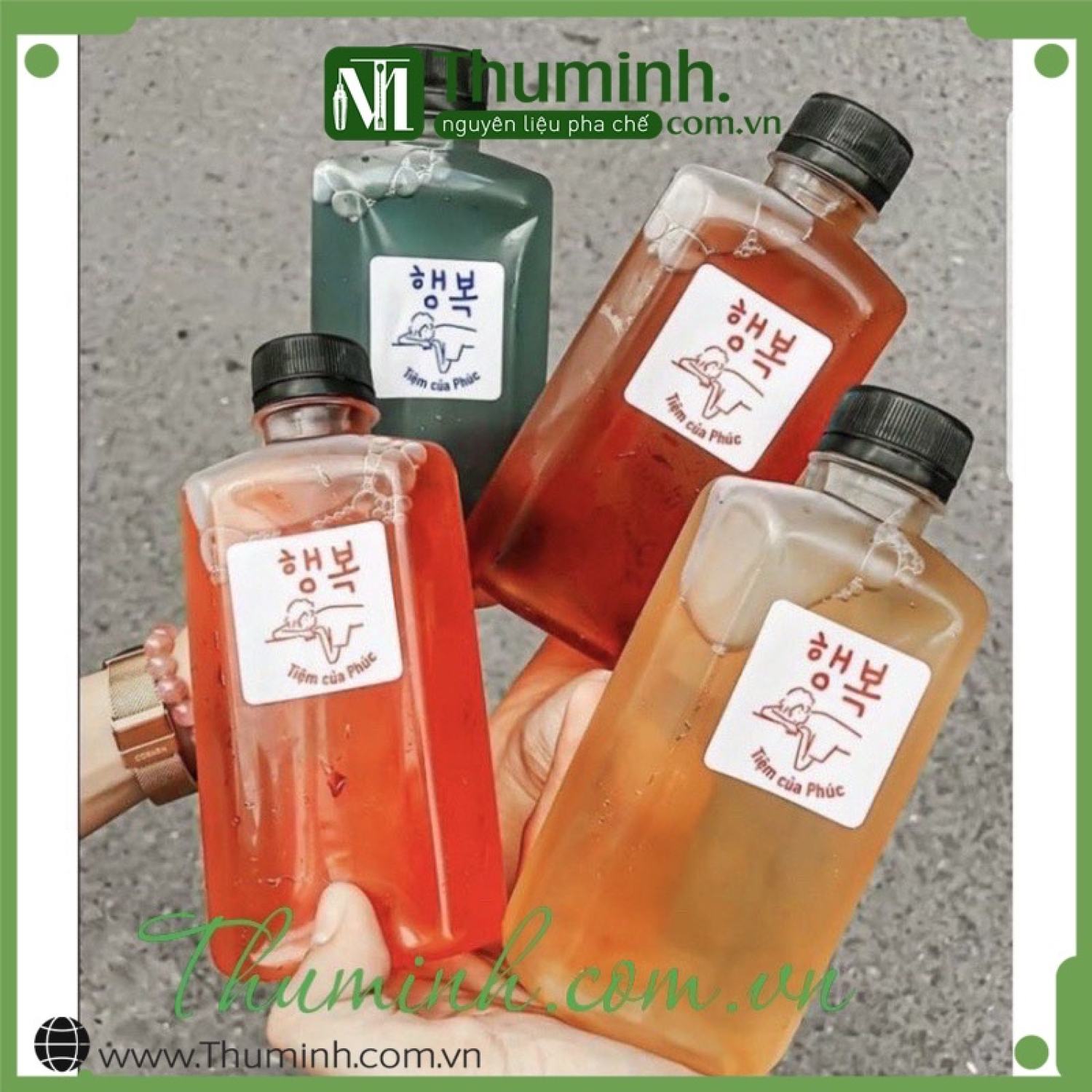 Chai nhựa vuông dẹp 330ml kèm nắp