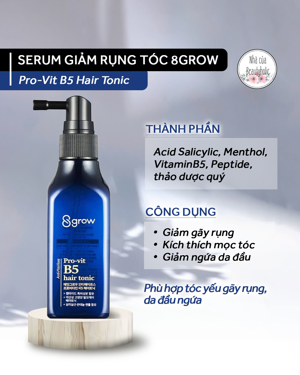 [Nhacuabeautyholic] Tinh chất chống rụng tóc 8GROW PRO VIT B5 HAIR TONIC
