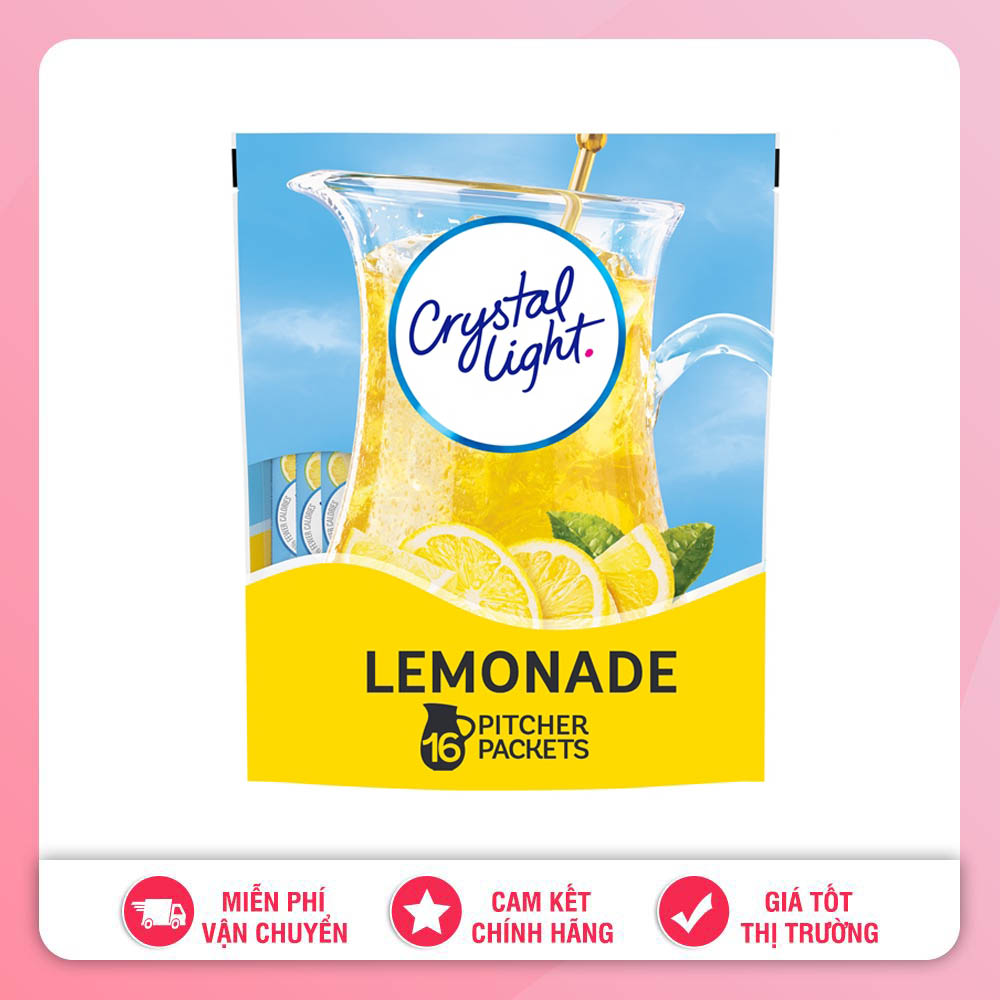 Bột pha nước chanh crystal light lemonade 244g 16 túi mỹ