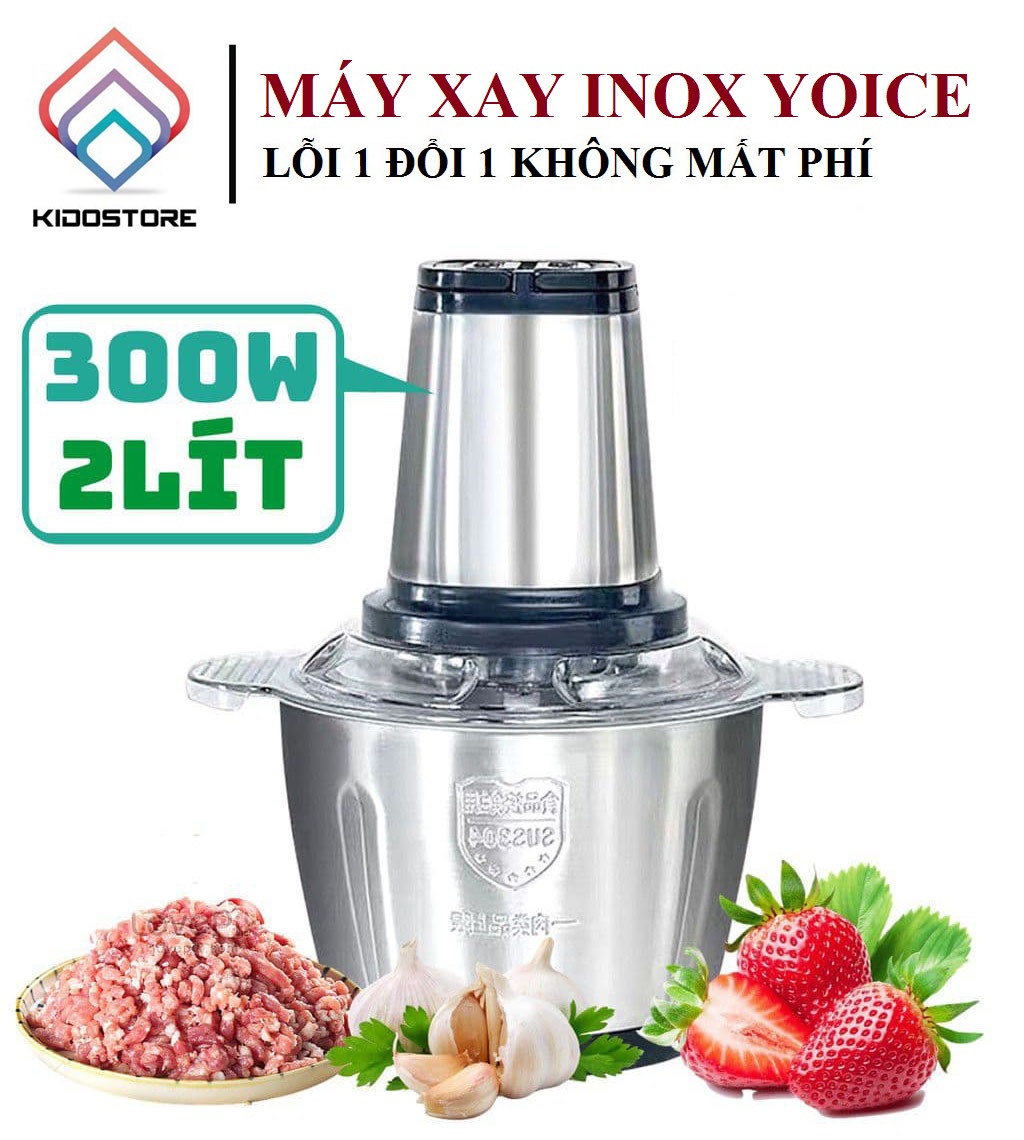 Máy xay thịt, máy xay thực phẩm đa năng Yoice 2L - INOX 304 chống rỉ, chịu nhiệt tốt, có thể xay được tỏi ớt, làm giò chả [ 1 ĐỔI 1 TRONG 7 NGÀY KHÔNG MẤT PHÍ - BẢO HÀNH 1 NĂM ]