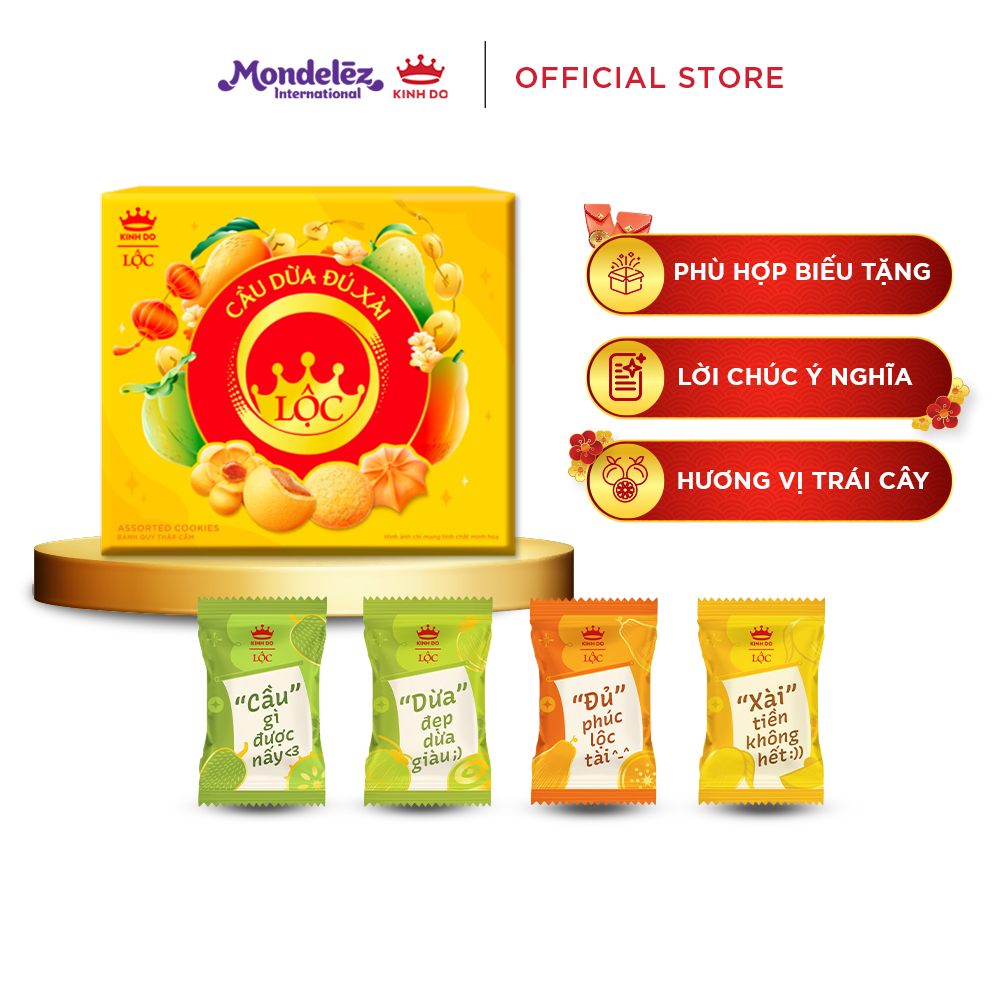 [CÓ TÚI GIẤY] Hộp Bánh Quy Kinh Đô "Cầu Dừa Đủ Xài", Hộp Quà Tết 300G