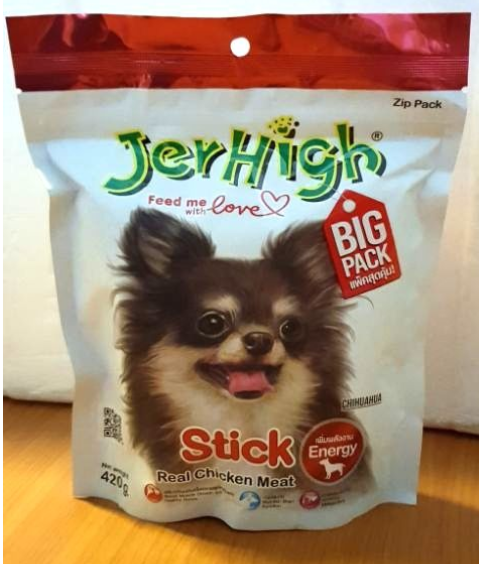 Snack que thưởng cho chó jerhigh túi khổng lồ 420g - vị gà stick