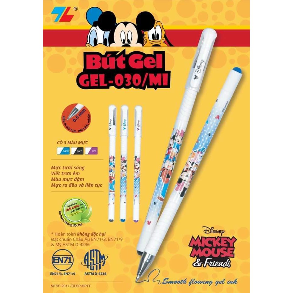 [HCM]Bút gel Thiên Long disney Mickey gel-030/mi nét 0.5mm 2 viên bi (hộp 20 cây) đa dạng mẫu mã chất lượng sản phẩm đảm bảo và cam kết hàng đúng như mô tả