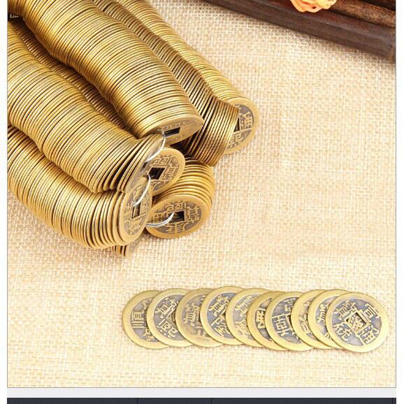 [HCM]Combo 10 Đồng Tiền Xu Cổ - Bỏ Bóp May Mắn - Trang Trí Nhà Cửa - Tặng Kèm Túi Gấm Đỏ