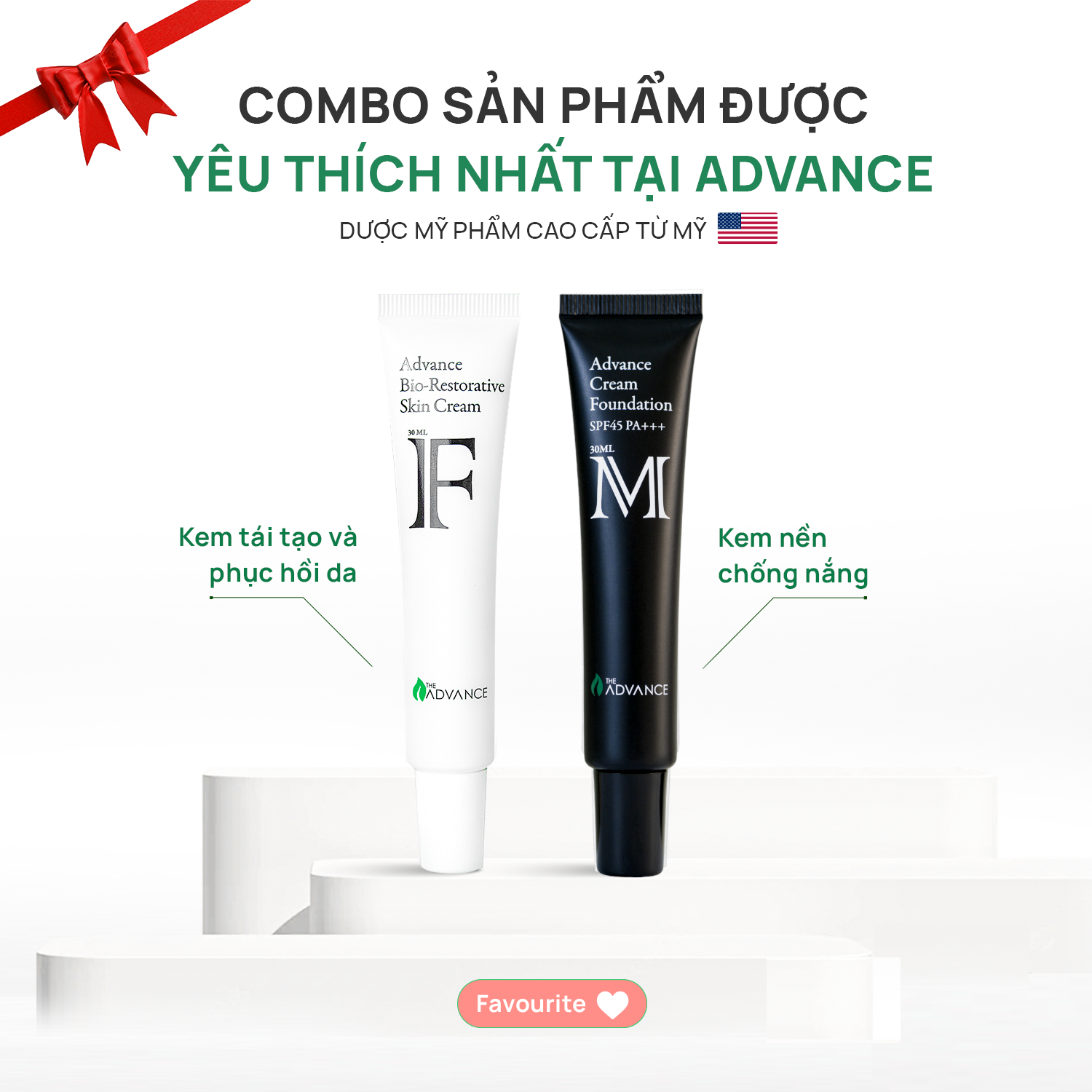 Combo dưỡng da kem tái tạo da và kem nền chống nắng The Advance