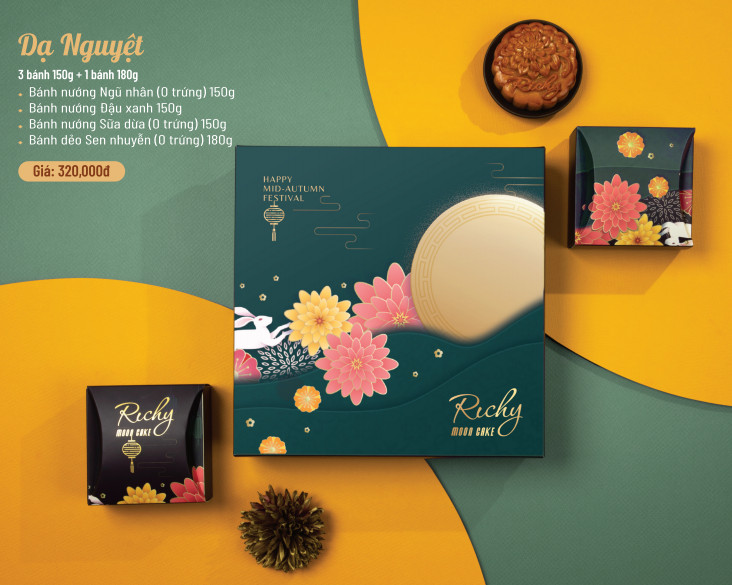 Bánh trung thu Dạ Nguyệt Richy bánh nướng bánh dẻo cao cấp