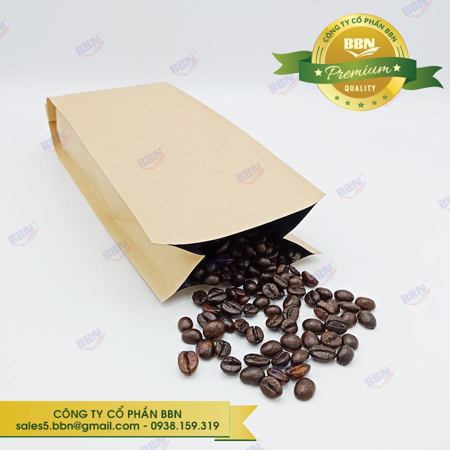 1kg Túi giấy Kraft ghép bạc 4 biên xếp hông 11x31cm (không zip) đựng 500gr-ĐVT Kg