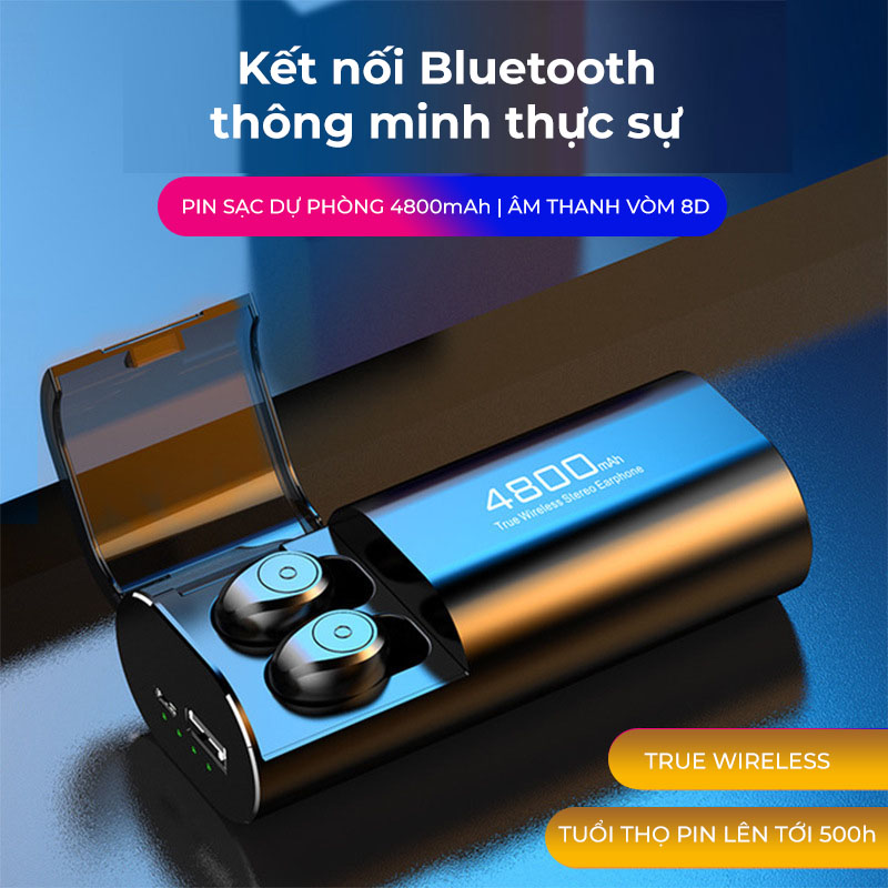 Tai Nghe Bluetooth 5.0 TWS S11 - Chống Nước IPX5 - Pin 4800 - Tích Hợp Micro -Tự Động Kết Nối -Chống ồn CVC 8.0 giá tốt Tai nghe bluetooth TWS S11 nút bấm Cảm ứng chip 5.0 pin 4800mah có micro chống ồn chống nước giảm tạp âm