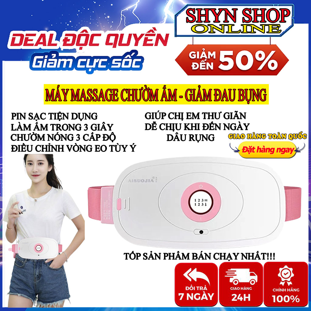 Máy massage bụng AISUOJIA cao cấp, chườm nóng giảm đau bụng kinh cảm ứng 3 chế độ, đai đeo mát xa chườm ấm bụng kinh, Máy Massage Làm Ấm Bụng Giảm Đau Bụng Đau Lưng Cho Phụ Nữ Đến Kì, Đai Chườm Nóng Giảm Đau Bụng Kinh