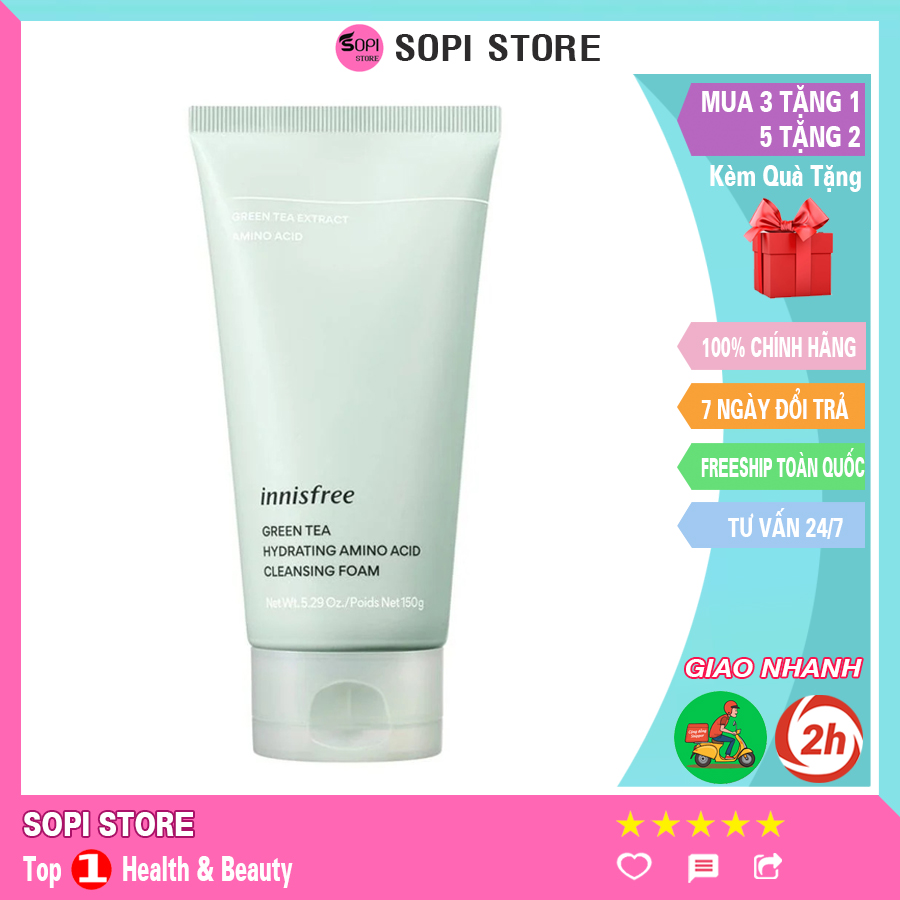 Sữa rửa mặt trà xanh innisfree green tea hàn quốc 150g