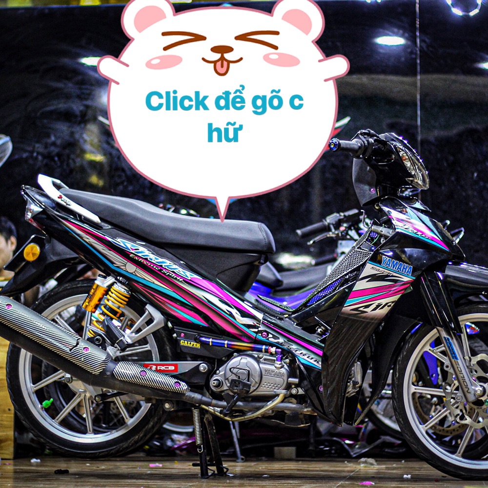 Tem rời Sirius xăng cơ hồng dán xe đen