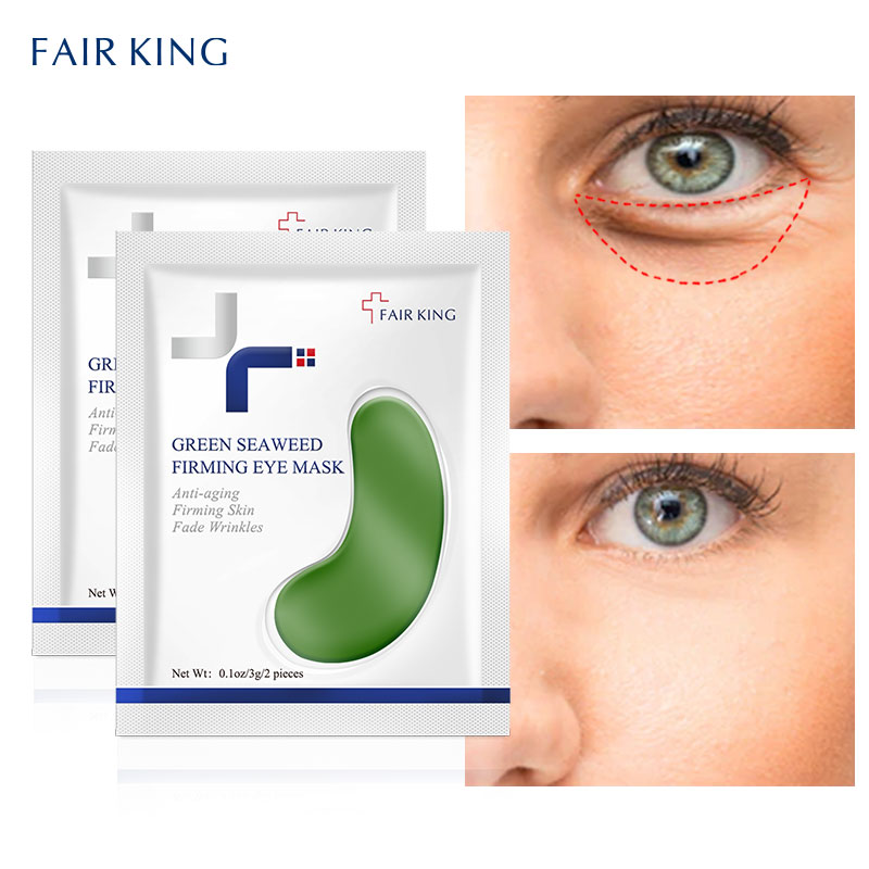 FAIR KING 2PCS Mặt nạ mắt được chiết xuất từ tảo biển xanh giúp dưỡng ẩm, xóa nếp nhăn và quầng thâm vùng mắt - INTL
