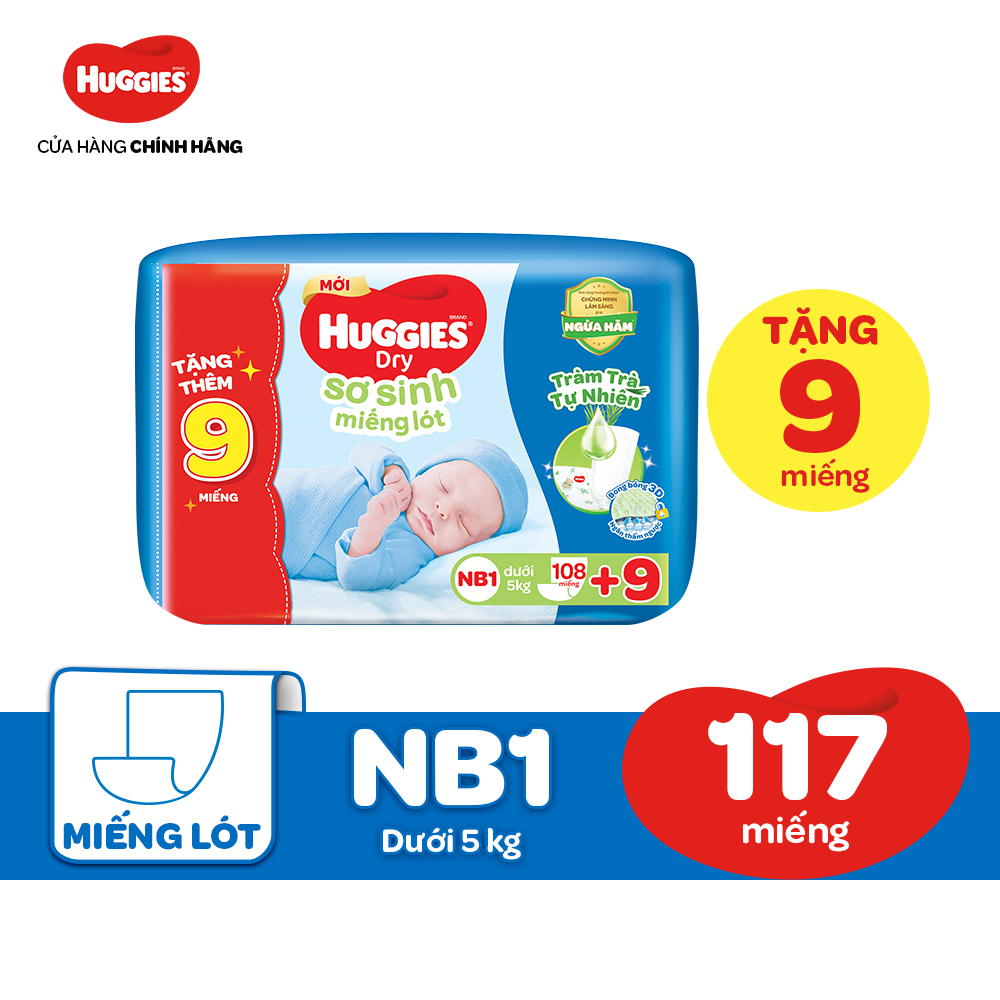 Miếng lót sơ sinh huggies nb1 108+