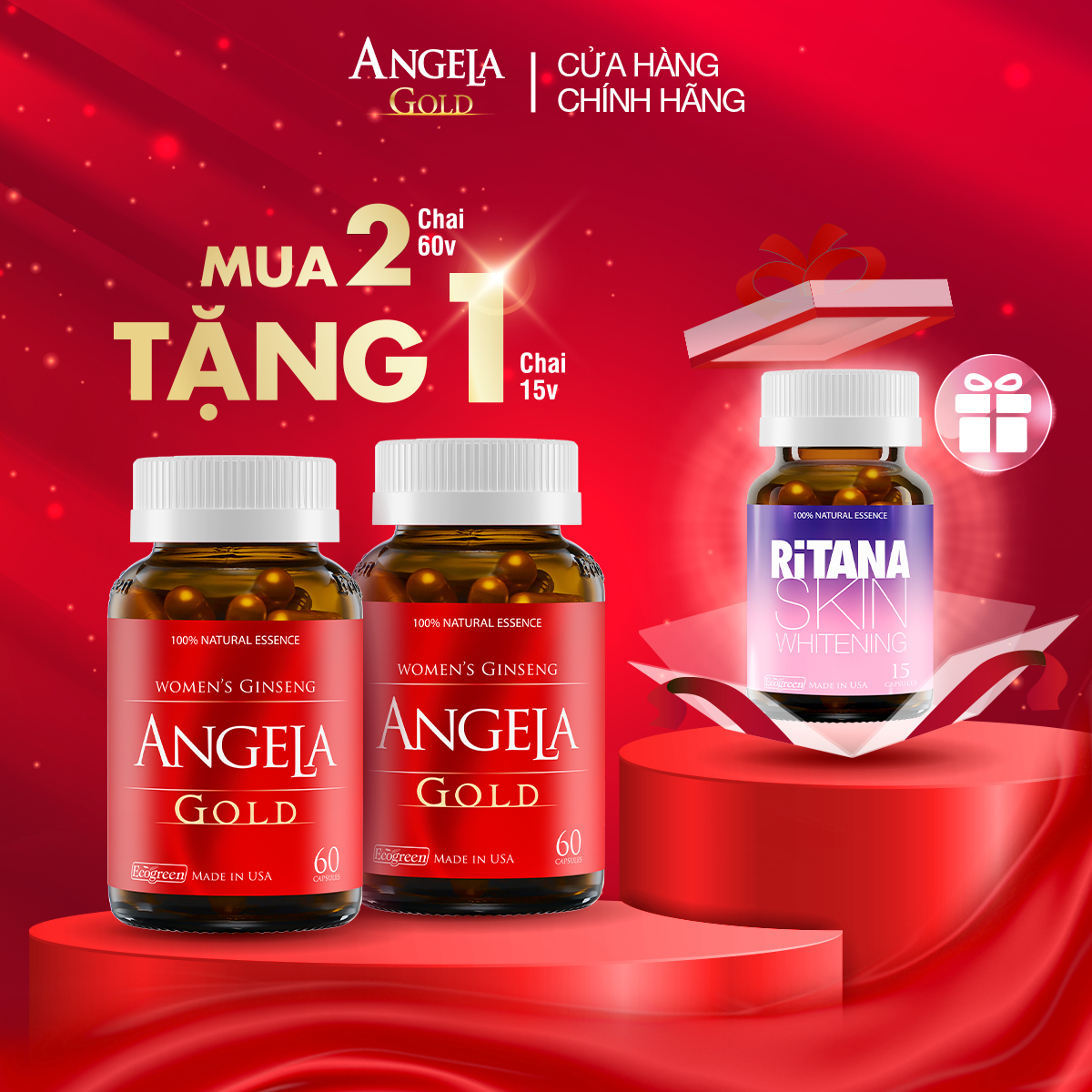 ANGELA GOLD tăng cường sinh lý nữ với Lepidium Meyenii, P.Leucotomos - Hàng chính hãng