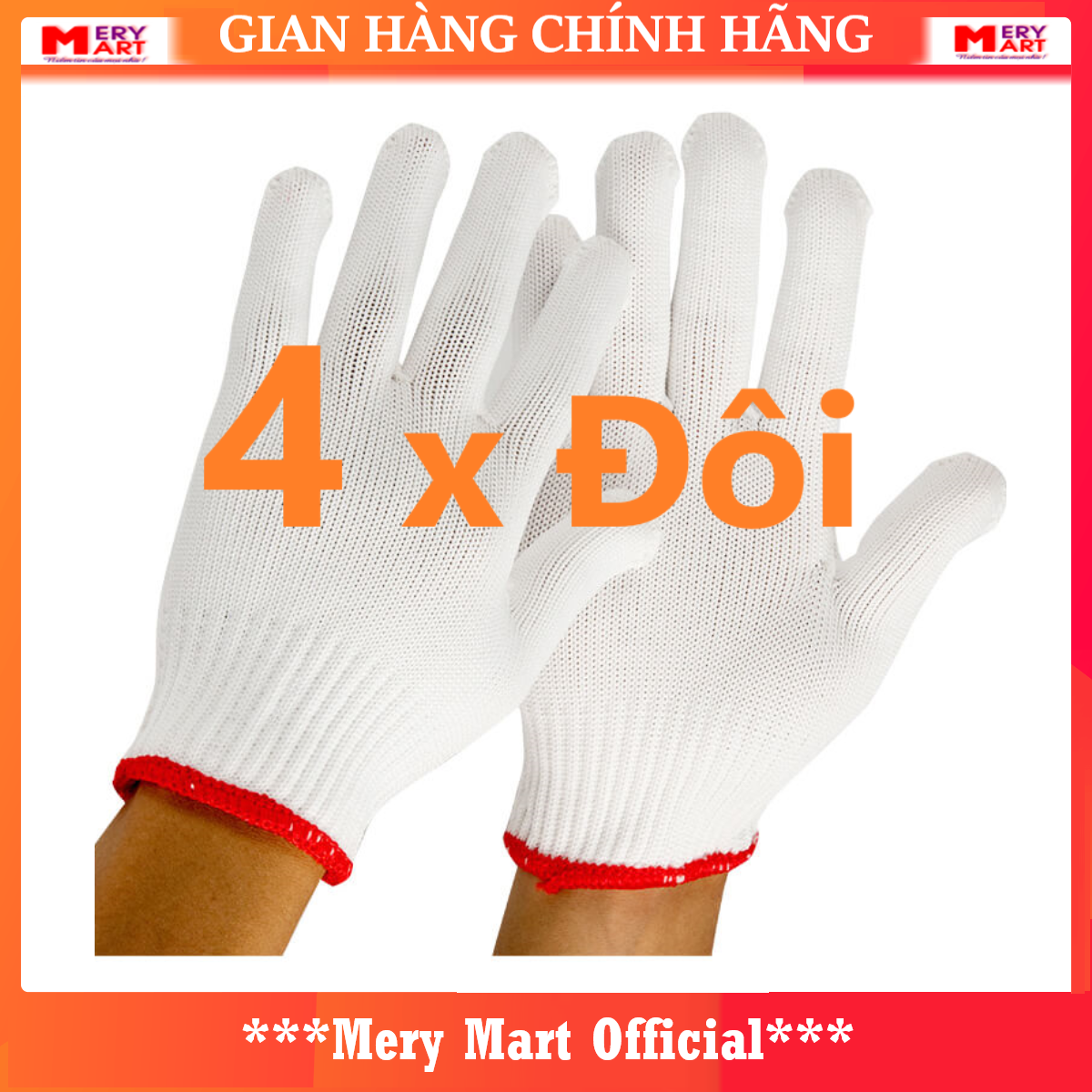 Combo 4 Đôi Găng tay len bảo hộ kim 10 co giãn tốt bền đẹp an toàn trong lao động - Hàng chất lượng cao