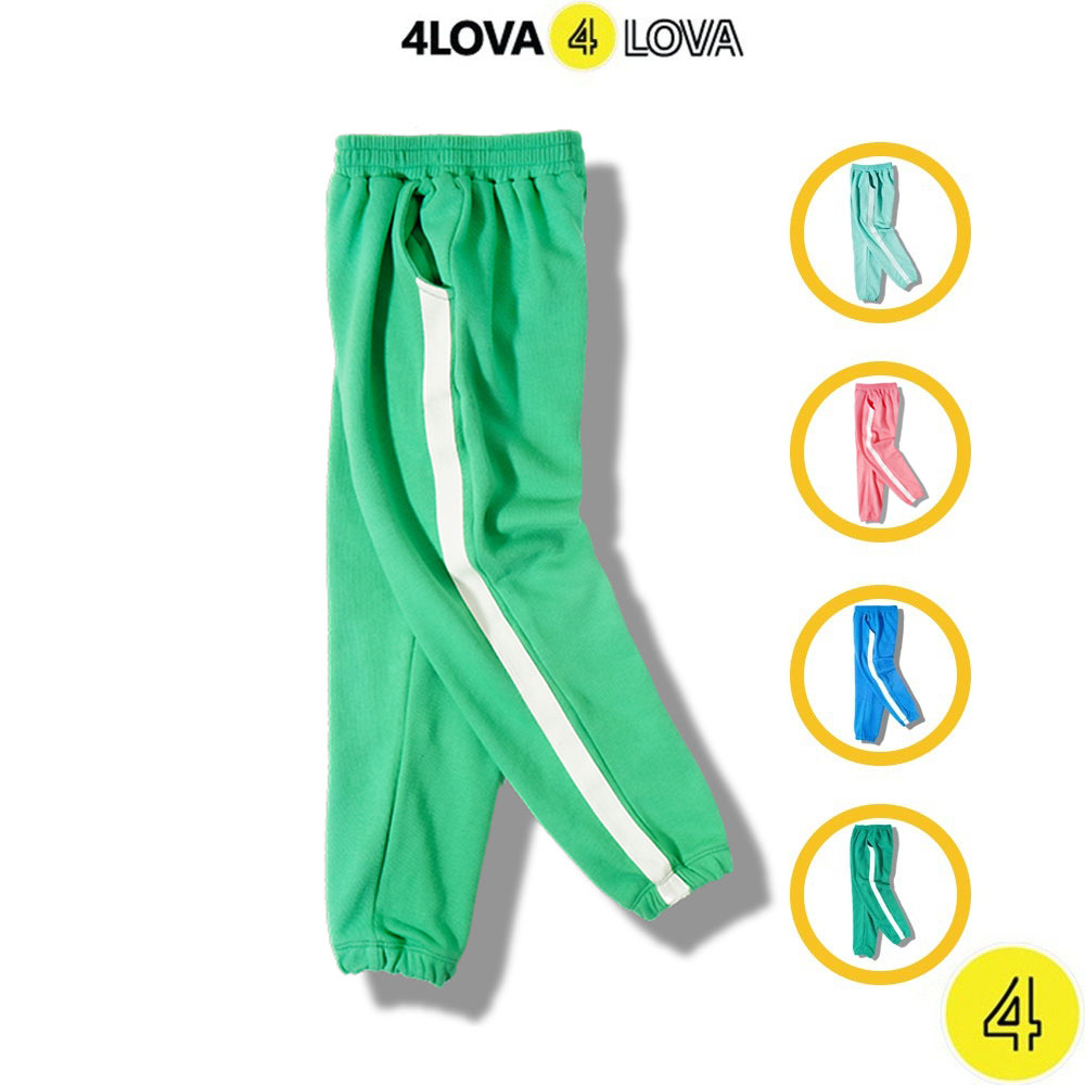 Quần Dài Thun Thể Thao Cao Cấp 4LOVA Co Giãn 4 Chiều Cho Bé Trai Bé Gái - Cottton Nỉ Da Cá - Chuẩn Form Mềm Mại, Không Bai, Không Xù - Quần jogger họa tiết kẻ một sọc thể thao Không có đánh giá