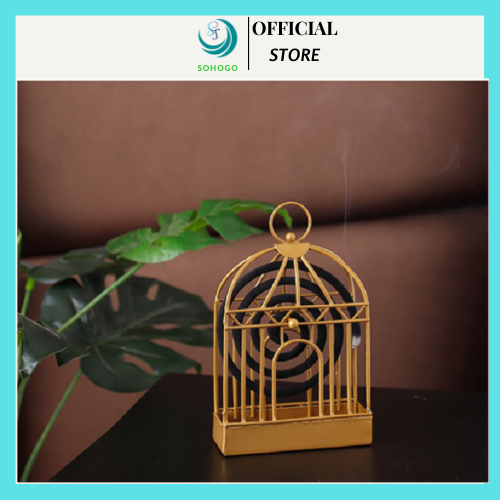 Khay đốt nhang muỗi- Lồng đốt nhang muỗi hình lồng chim treo tường- Khay đựng nhang chống muỗi, chọn màu theo ý