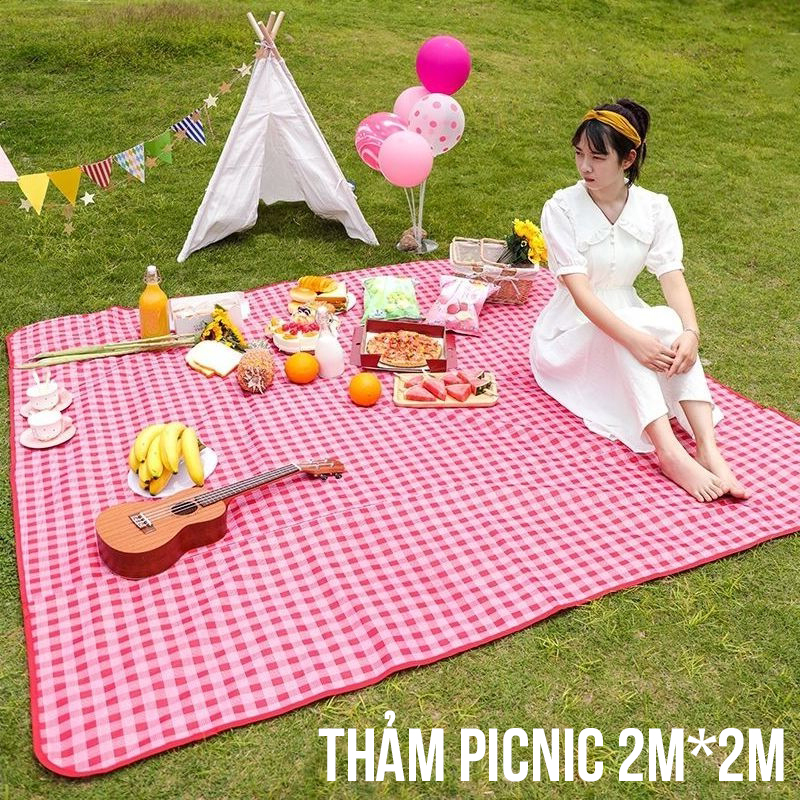 Thảm Picnic Thảm Dã Ngoại Gấp Gọn Kẻ Caro Chống Thấm Nước Gấp Gọn Tiện Lợi