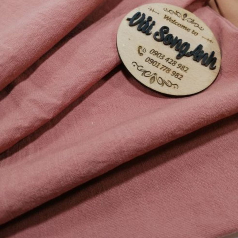 Vải Linen (xước nhật) co giãn, ko nhăn màu hồng đất