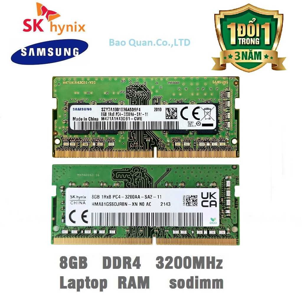 Ram laptop samsung - sk hynix 8gb ddr4 bus 3200 - bh 36 tháng - sale