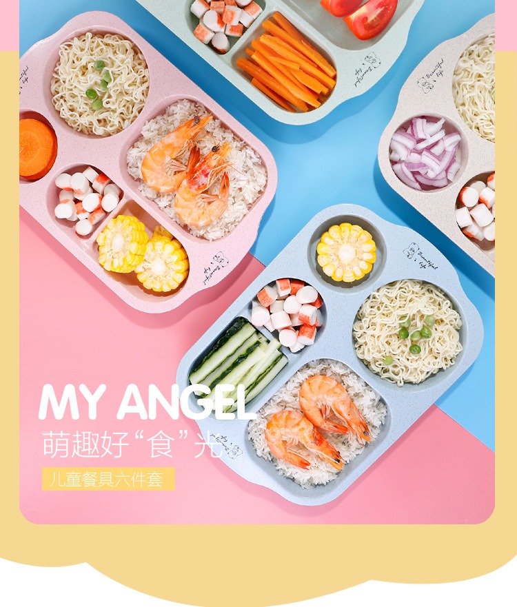 Bộ khay ăn dặm cho bé kiểu nhật lúa mạch 6 món hiệu beautiful life