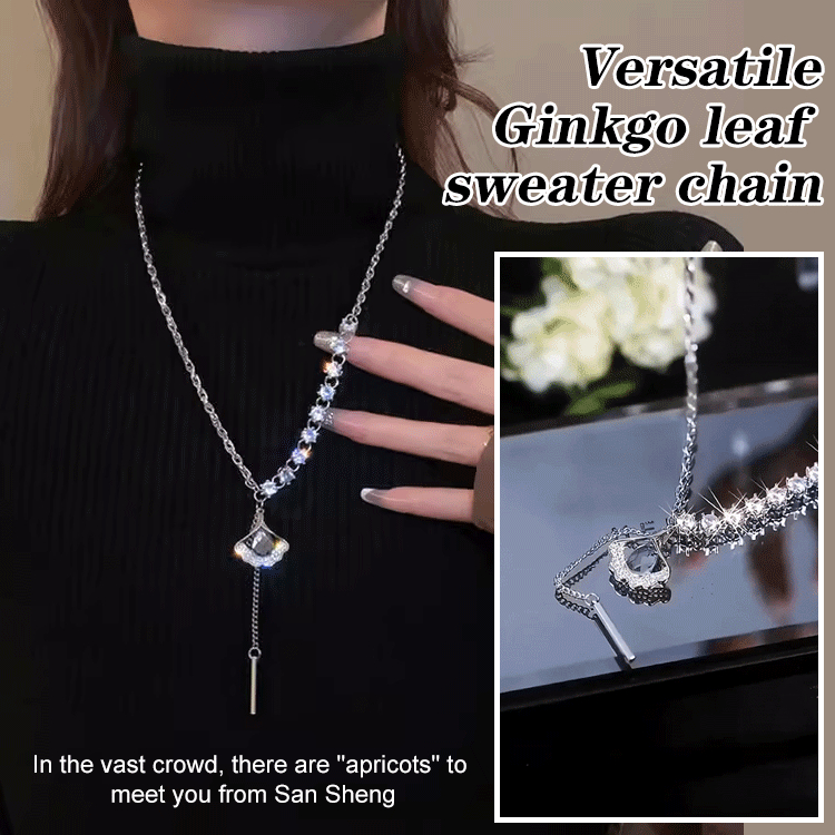 biaozhen Necklace with diamonds, Swarovski, small waist, D-shaped, four-leaf clover, accessories