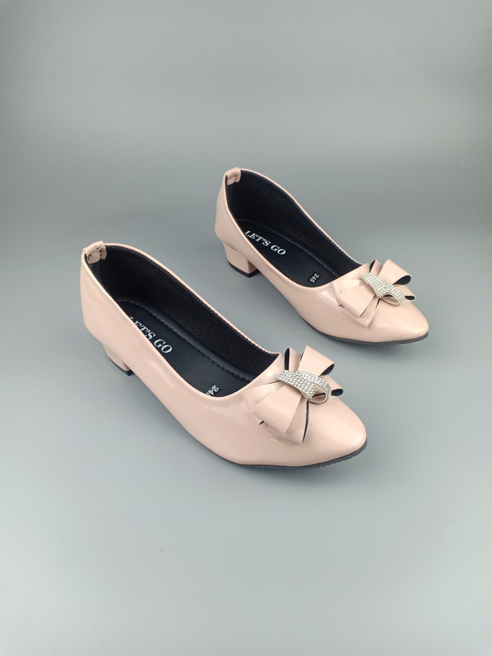 Giày búp bê đế 3cm nơ cuộn