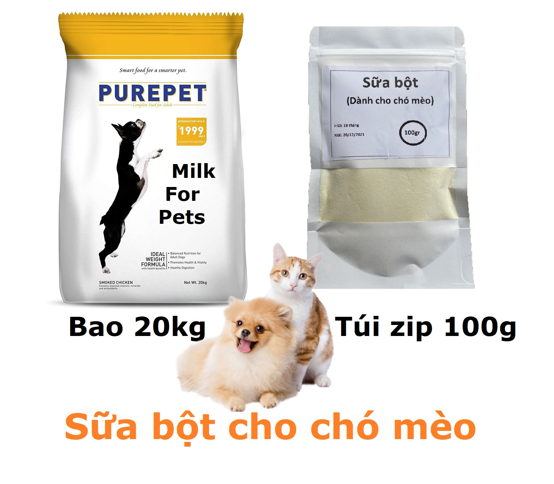 Sữa bột 100gr Sữa cho chó mèo dạng bột