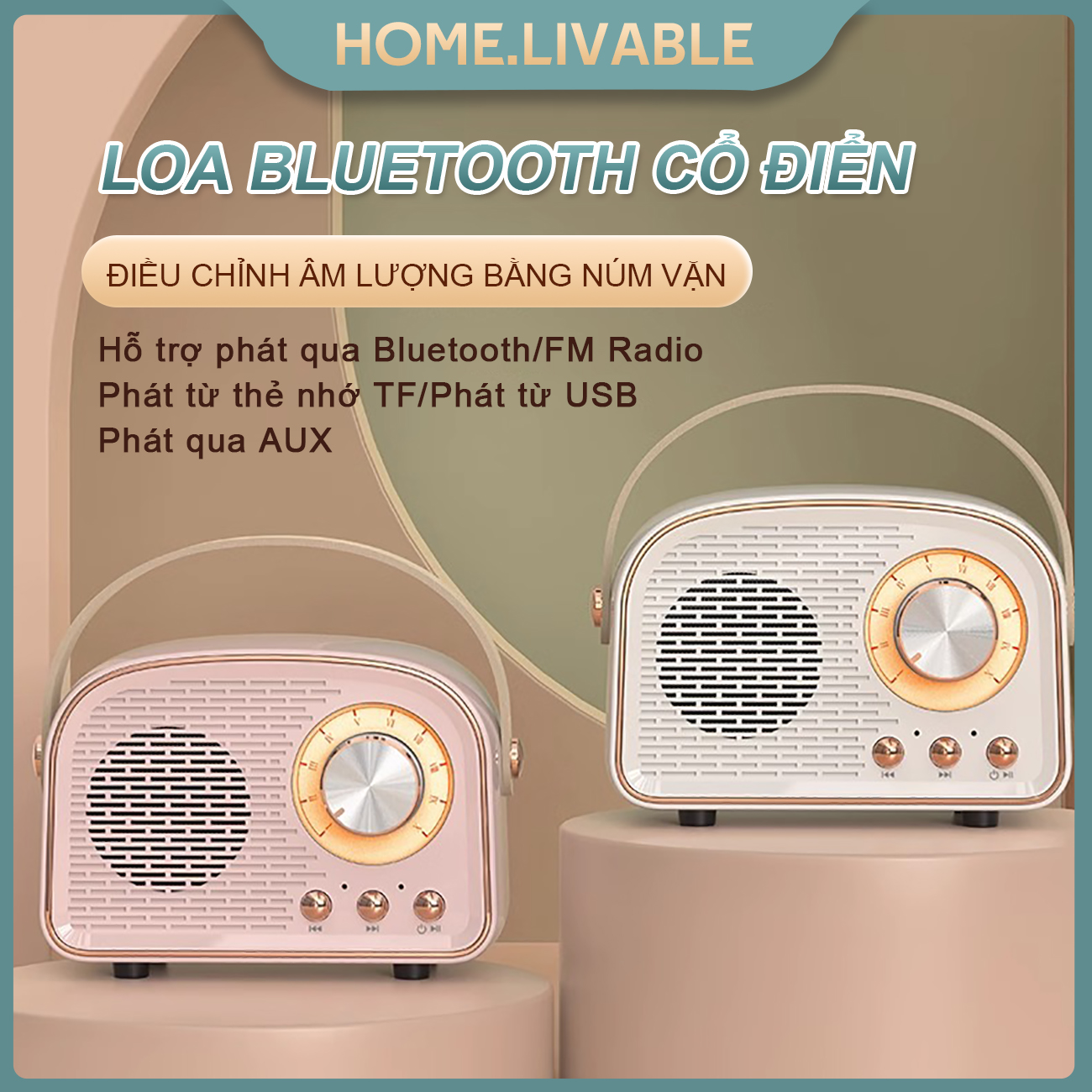 Mini loa bluetooth Vintage Không Dây Phong Cách Dễ dàng mang theo