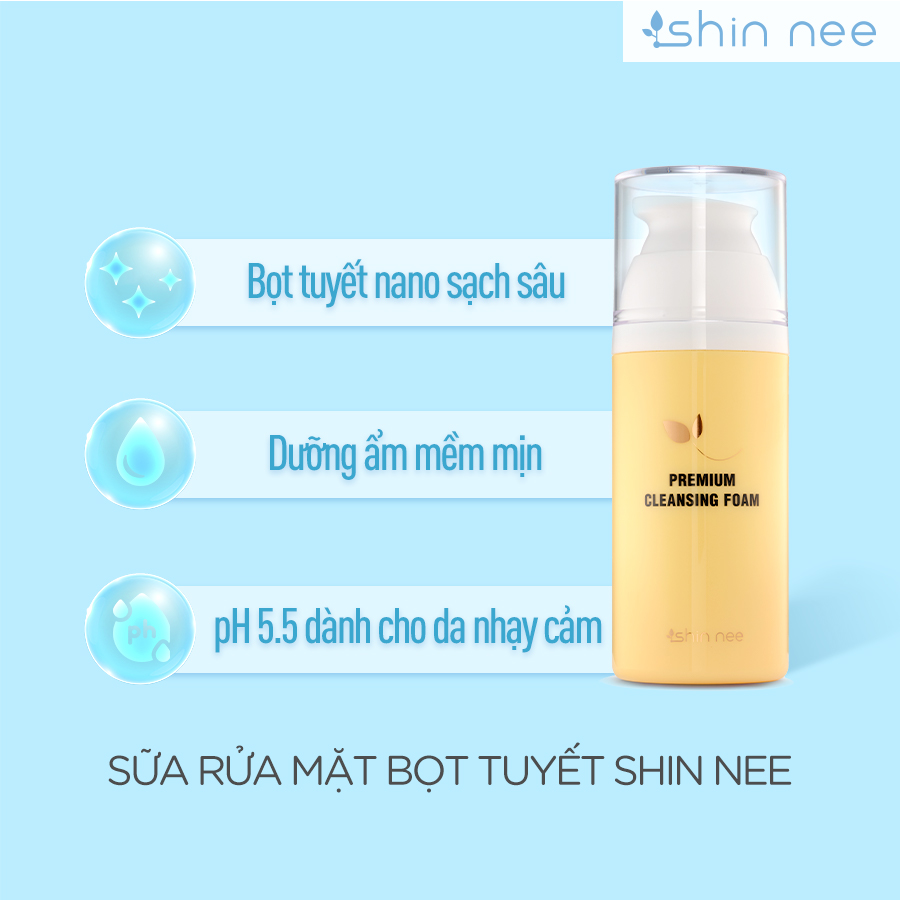 Sữa rửa mặt bọt tuyết làm sạch và sáng da Shin Nee 120ml
