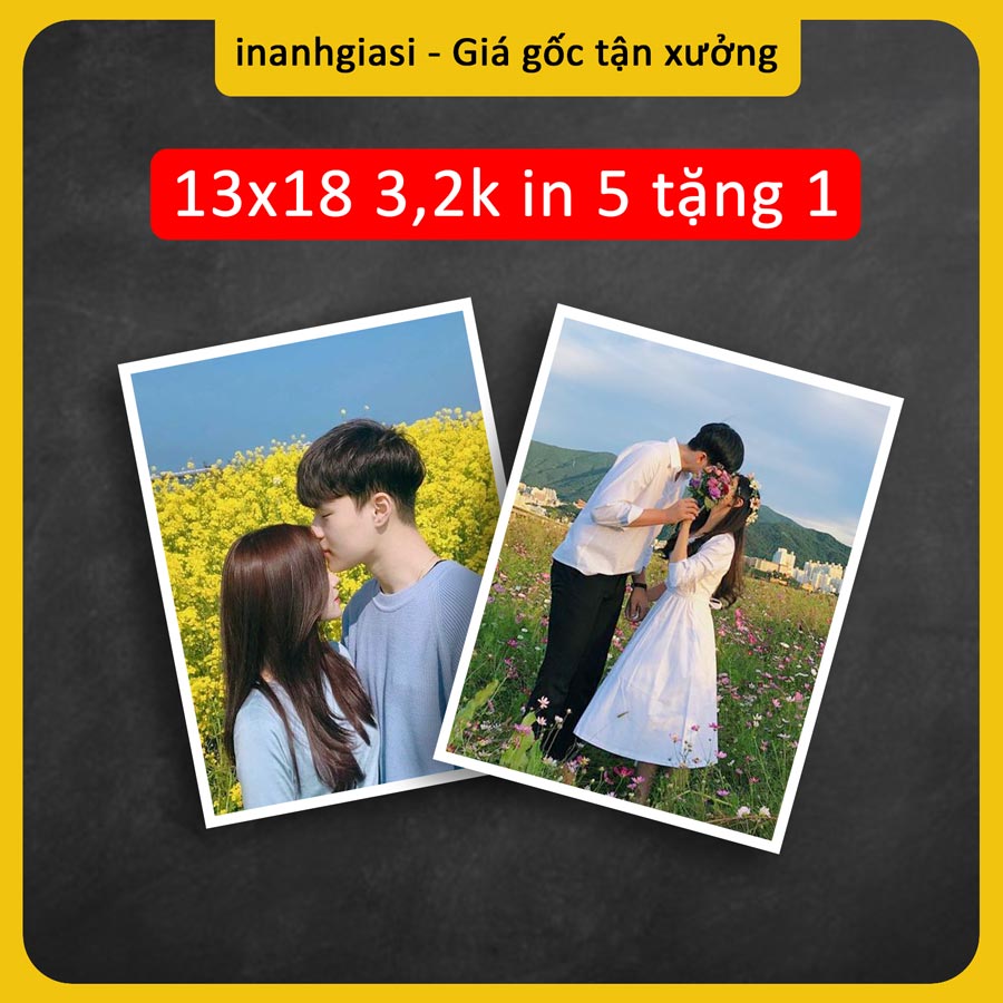 In ảnh 13x18 chỉ 3,2k 10 tấm 32k có nhiều size ép lụa, plastic tràn viền, in 5 tấm tặng 1 tấm