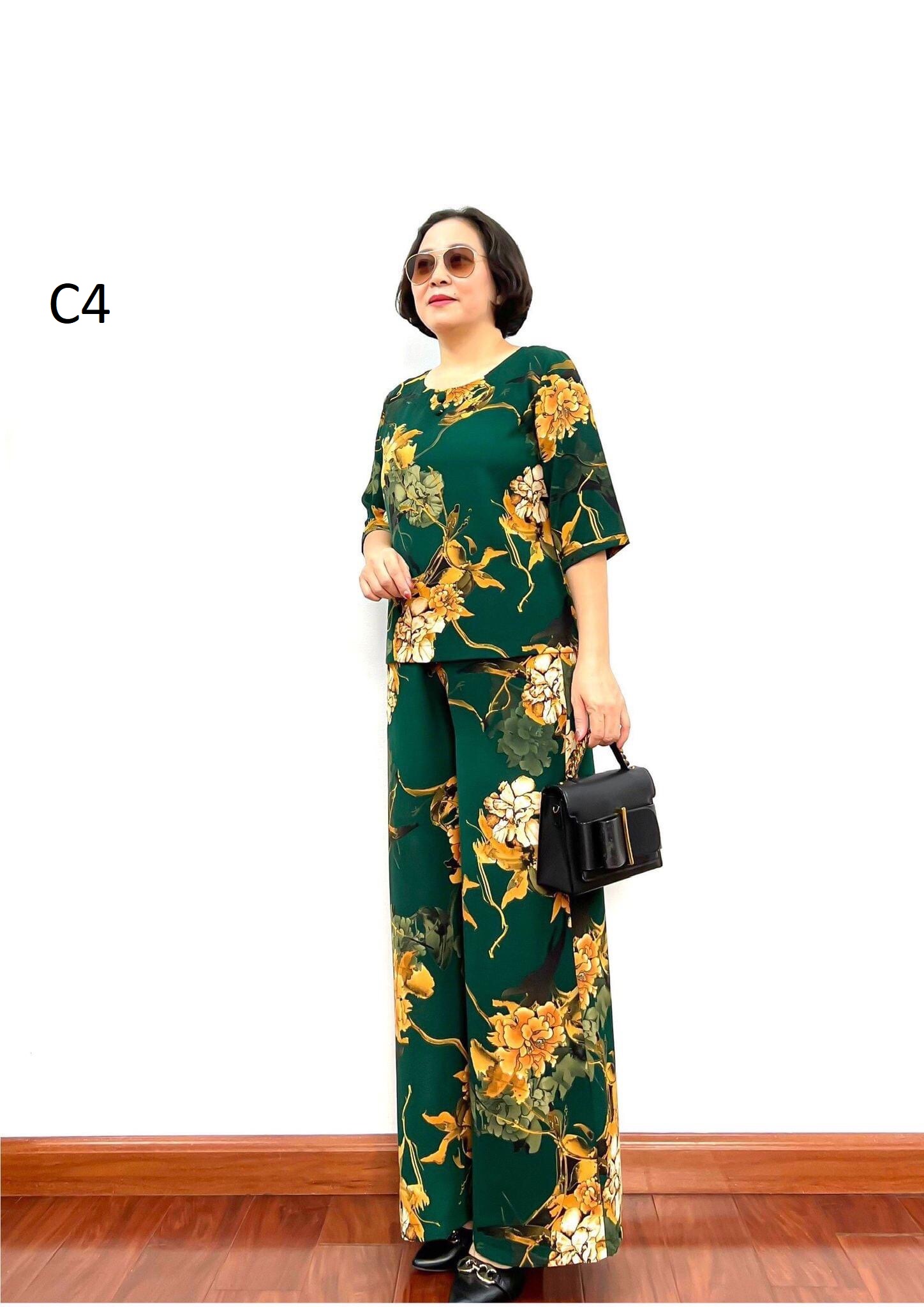 Đồ bộ tniên cho mẹ - bộ đồ tay cộc quần dài chất cát lụa hàn châu