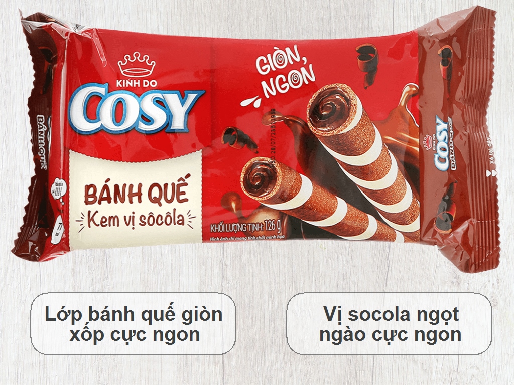Bánh quế vị kem sô cô la Cosy gói 126g