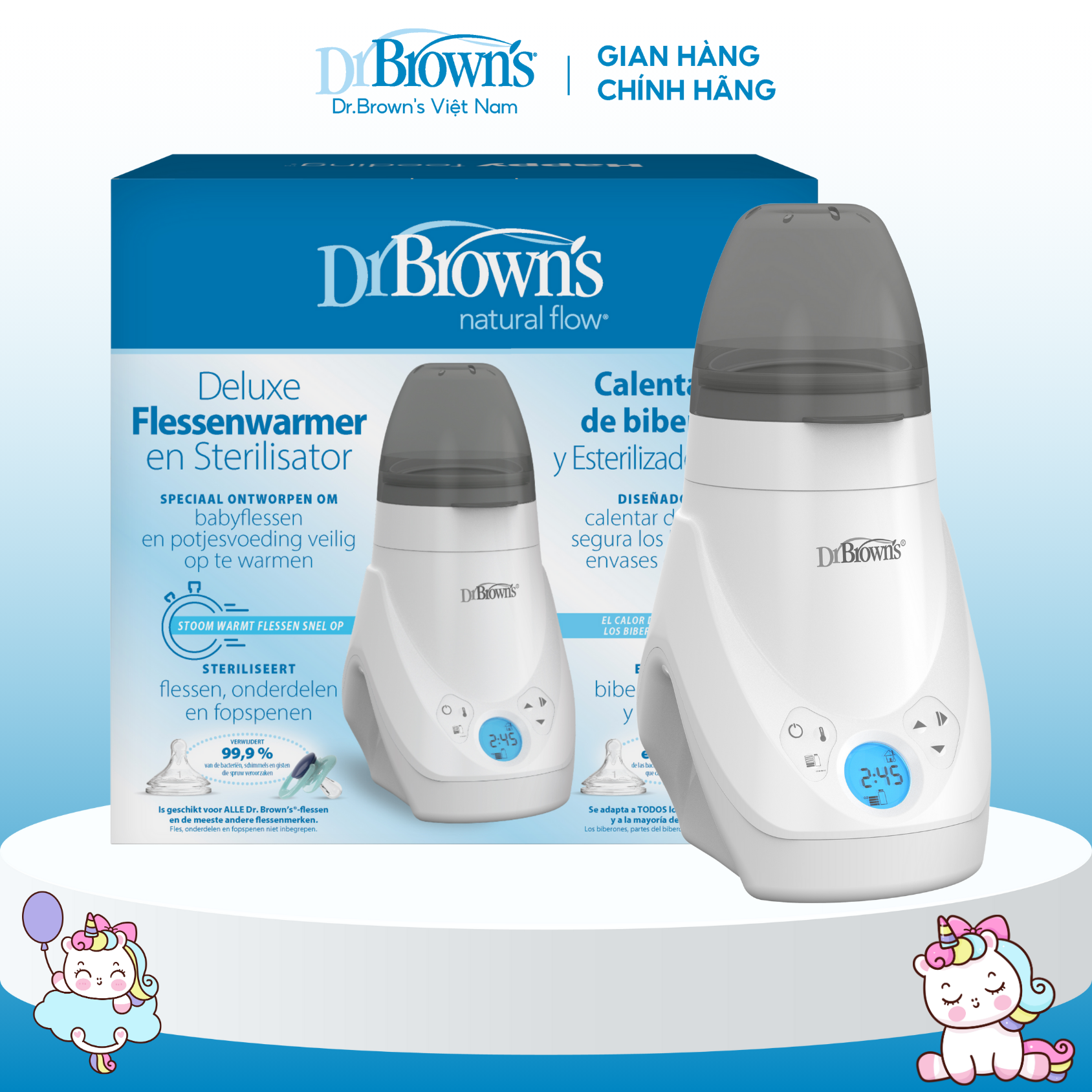Máy hâm sữa và tiệt trùng Dr.Brown's với công nghệ phun sương 2 trong 1