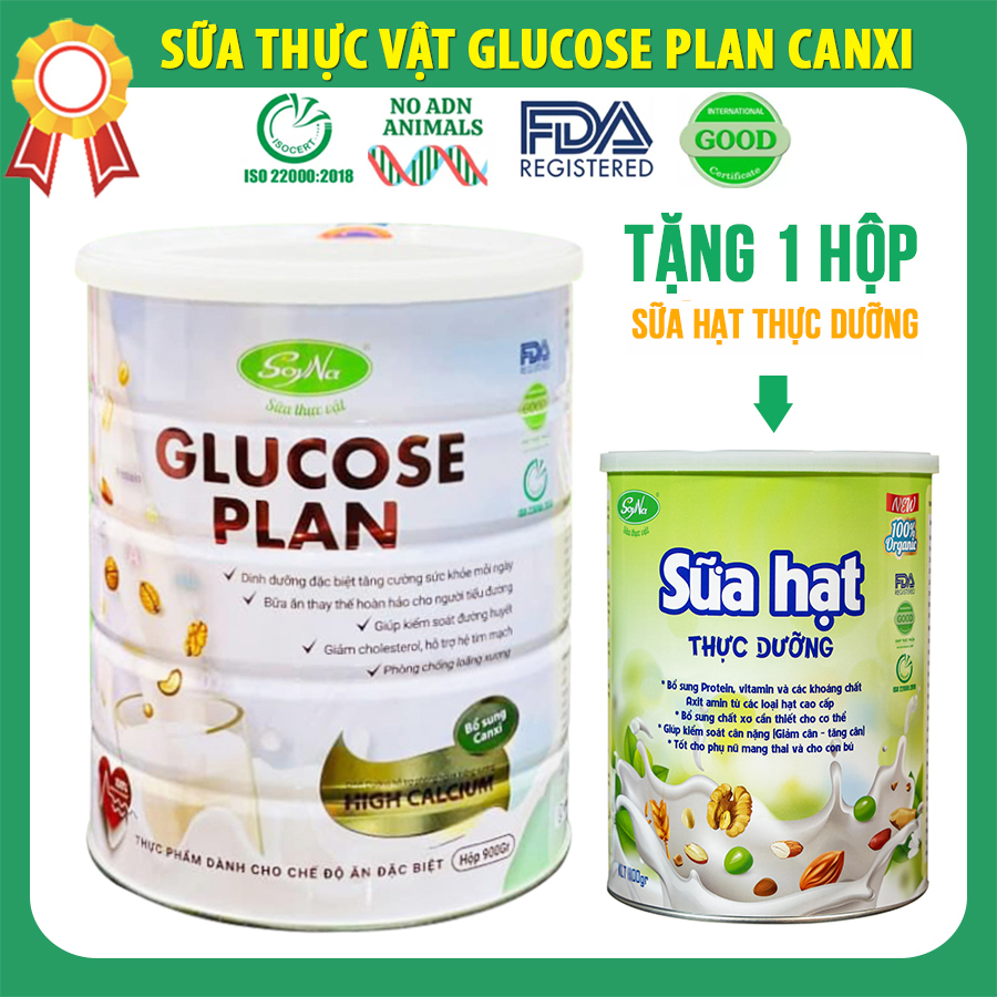 [MIỄN SHIP] Sữa Thực Vật Glucose Plan Canxi Soyna 900g chính hãng tặng kèm 1 hộp Sữa Hạt Thực Dưỡng, sữa dành cho người tiểu đường được tin dùng nhất hiện nay đạt chuẩn ISO 22000:2018 và FDA Hoa Kỳ"