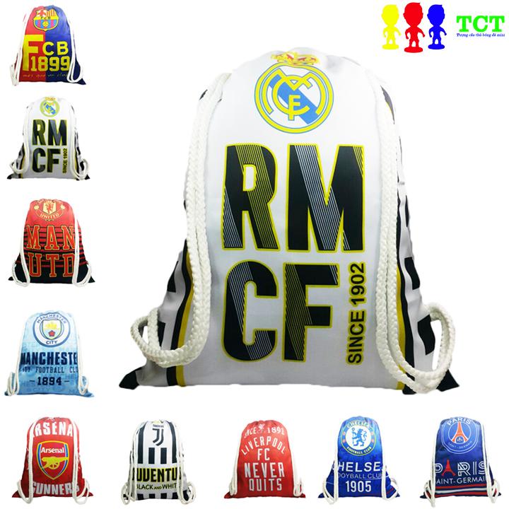 Balo túi rút loại TO DÀY câu lạc bộ bóng đá MU, Real, Barca, Liverpool đựng giày đá bóng(banh), sách vở tài liệu,bóng số 5