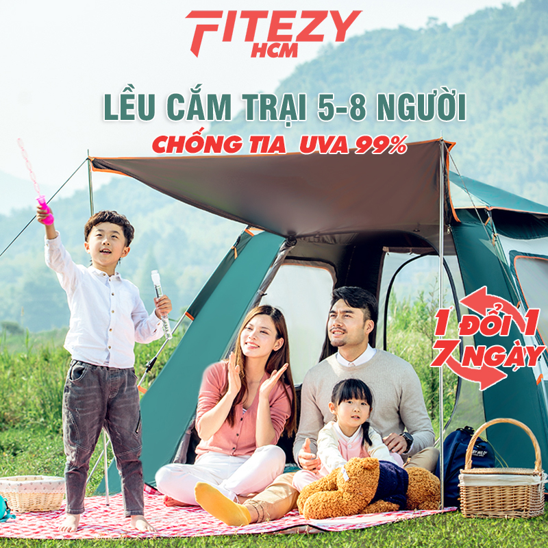 Lều cắm trại tự bung 4 người, lều dã ngoại picnic gia đình gập gọn 4 cửa FITEZY HCM