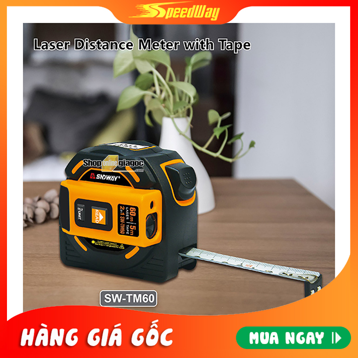 Máy đo khoảng cách laser 2 trong 1 kiêm thước dây sndway sw-tm40/sw-tm60
